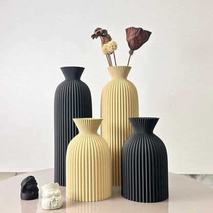 Minimalist Striped Ceramic Vase Set