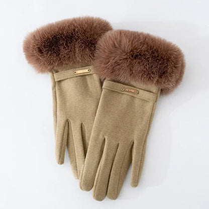 Amelia Fitted Fur Cuff Gloves | Metallic Accent Gloves