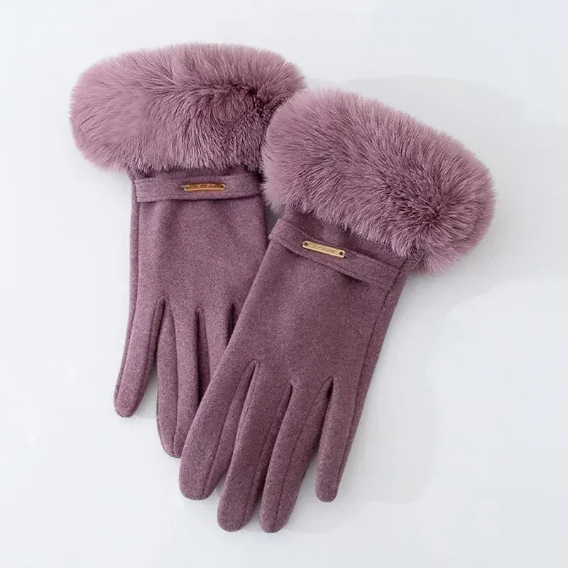 Amelia Fitted Fur Cuff Gloves | Metallic Accent Gloves