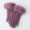 Amelia Fitted Fur Cuff Gloves | Metallic Accent Gloves