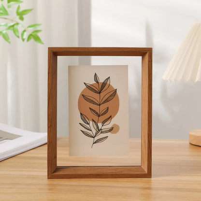 Minimalist Double-Sided Acrylic Photo Frame With Wooden Frame