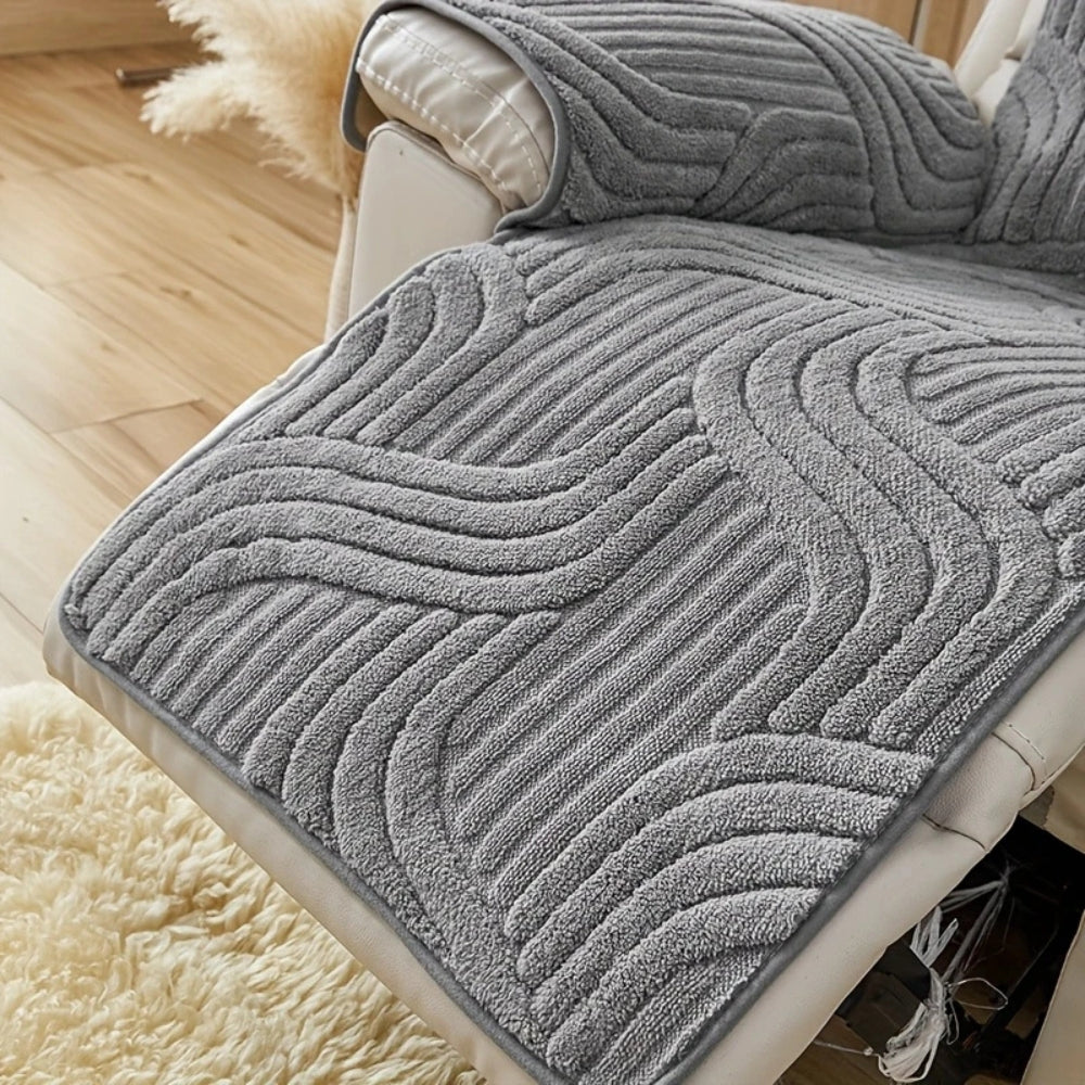Contemporary Plush Recliner Sofa Cover With Anti-Slip Backing