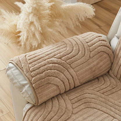 Contemporary Plush Recliner Sofa Cover With Anti-Slip Backing