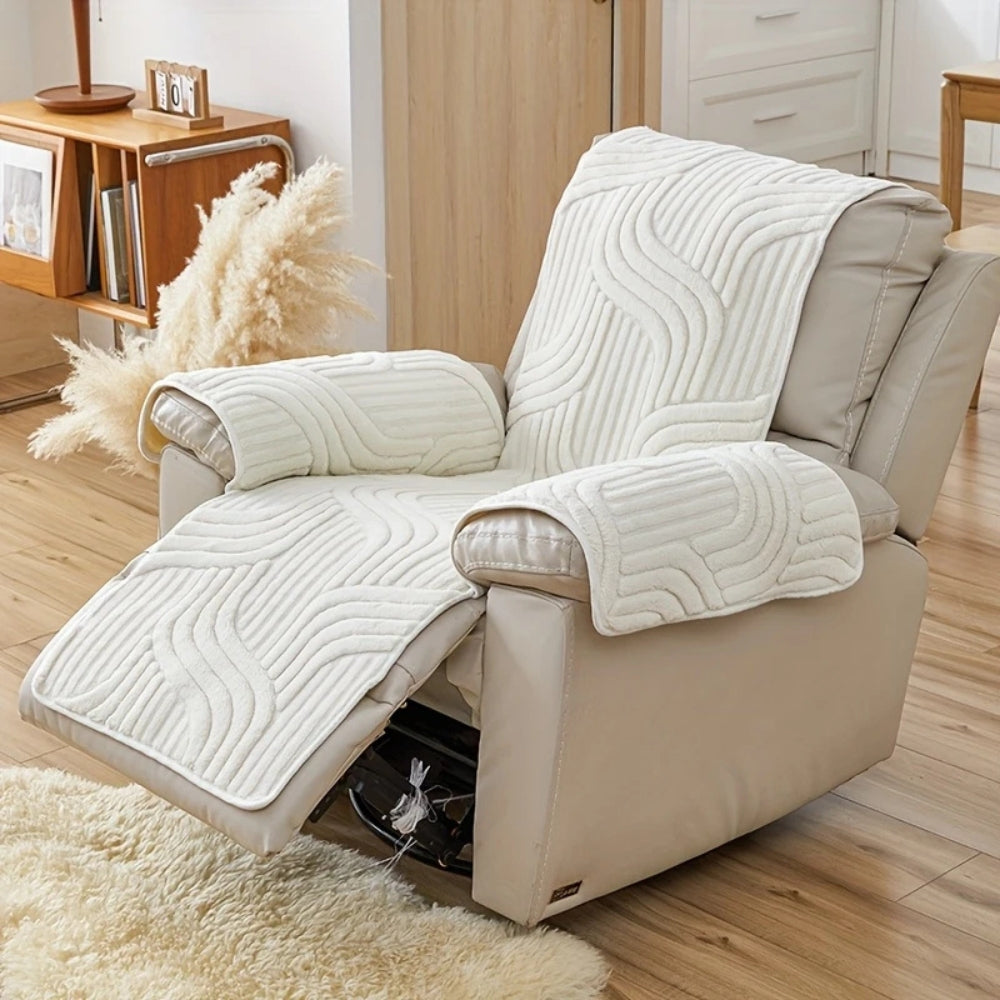 Contemporary Plush Recliner Sofa Cover With Anti-Slip Backing