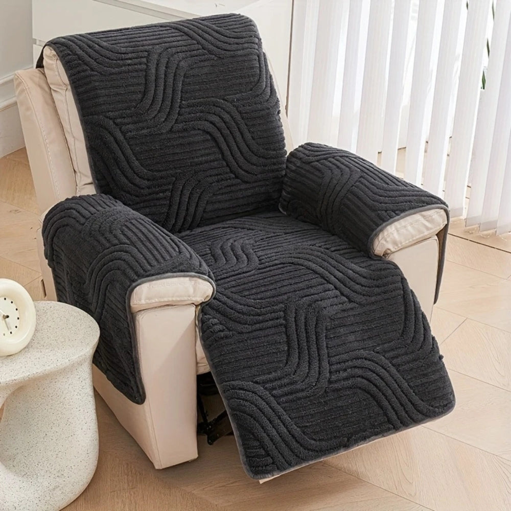 Contemporary Plush Recliner Sofa Cover With Anti-Slip Backing