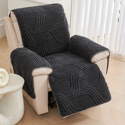 Contemporary Plush Recliner Sofa Cover With Anti-Slip Backing
