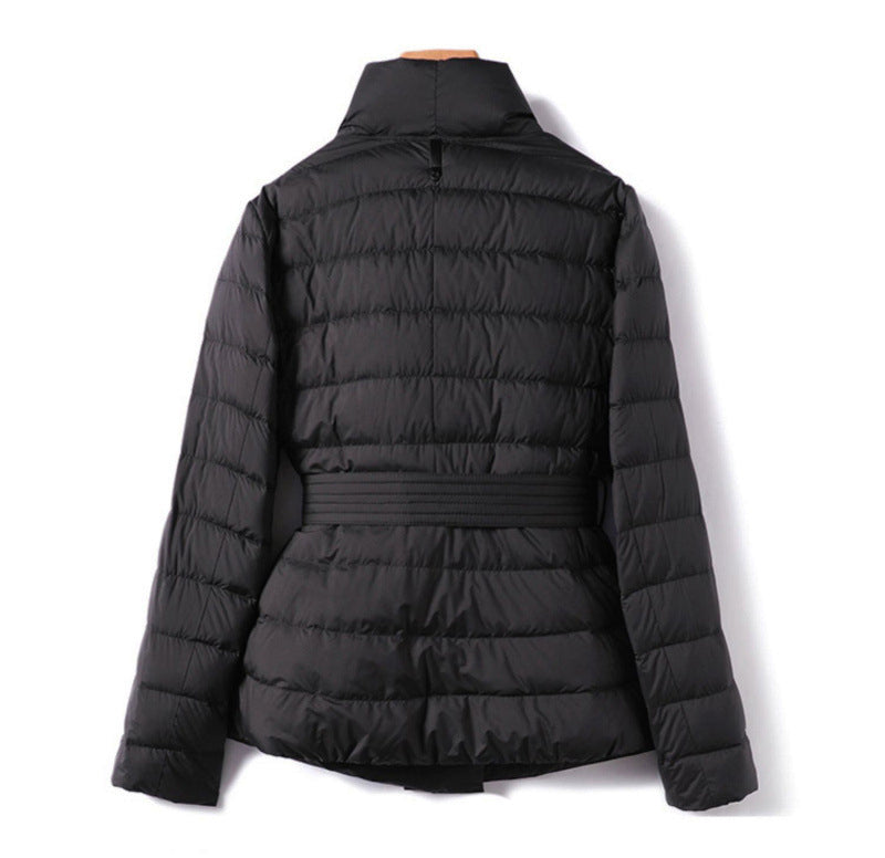 Isabella Quilted Wrap Silhouette Puffer Jacket | Belted Shawl Collar Jacket
