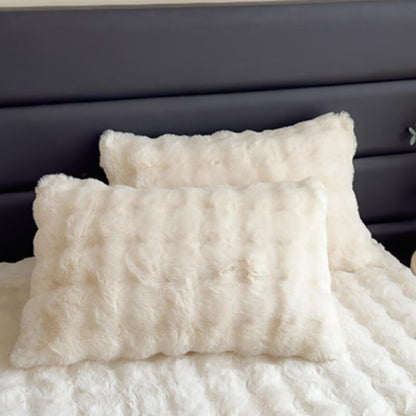 Luxurious Faux Fur Plush Fitted Sheet With Quilted Pattern