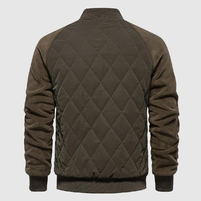 Theodore Regular Fit Bomber Jacket | Quilted Button Front Hip-Length Bomber Jacket