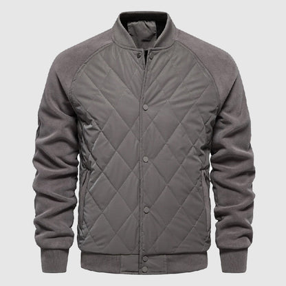 Theodore Regular Fit Bomber Jacket | Quilted Button Front Hip-Length Bomber Jacket