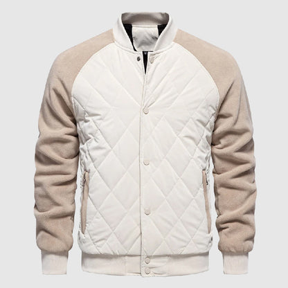 Theodore Regular Fit Bomber Jacket | Quilted Button Front Hip-Length Bomber Jacket