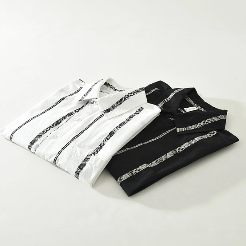 Theodore Willow Relaxed Button-Up Shirt with Textured Stripes