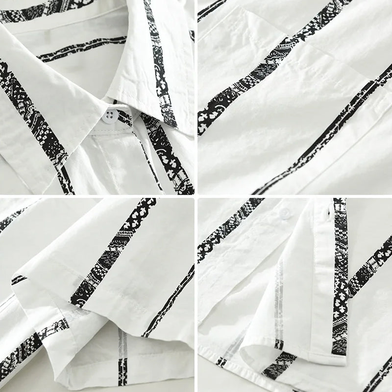 Theodore Willow Relaxed Button-Up Shirt with Textured Stripes