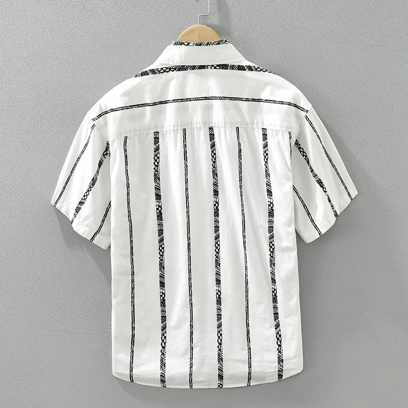 Theodore Willow Relaxed Button-Up Shirt with Textured Stripes