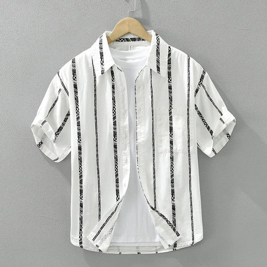 Theodore Willow Relaxed Button-Up Shirt with Textured Stripes
