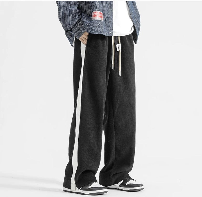 James Relaxed Fit Corduroy Track Pants | Side Stripe Drawstring Waist Corduroy Track Pants