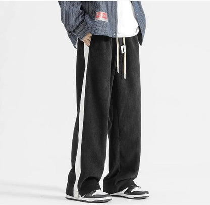 James Relaxed Fit Corduroy Track Pants | Side Stripe Drawstring Waist Corduroy Track Pants