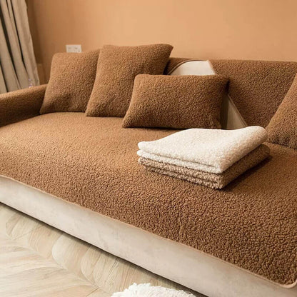 Teddy Fleece Couch Cover With Ultra-Soft Texture