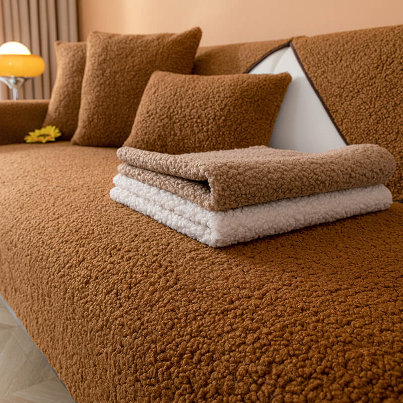 Teddy Fleece Couch Cover With Ultra-Soft Texture