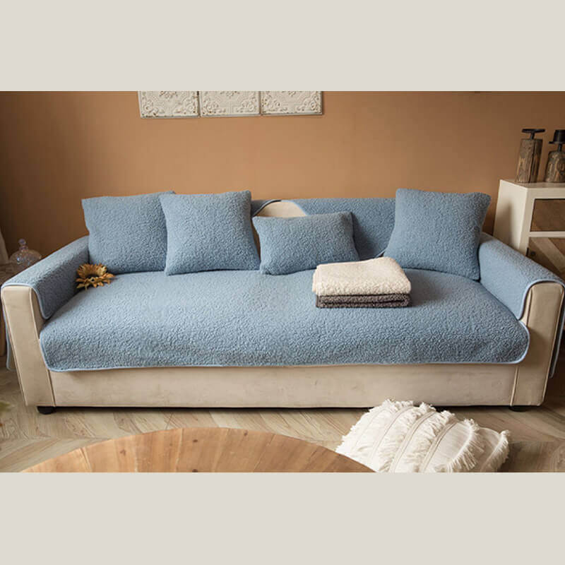 Teddy Fleece Couch Cover With Ultra-Soft Texture