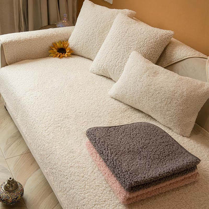Teddy Fleece Couch Cover With Ultra-Soft Texture