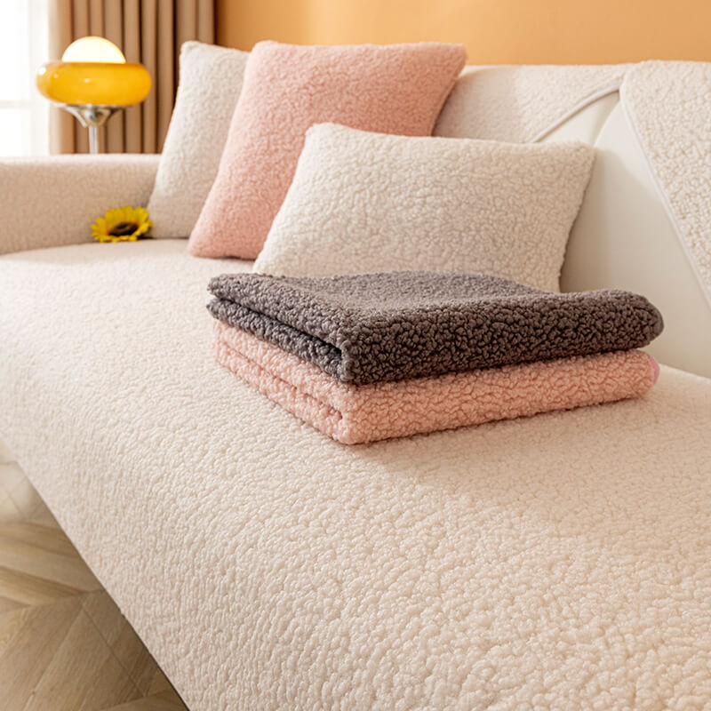 Teddy Fleece Couch Cover With Ultra-Soft Texture