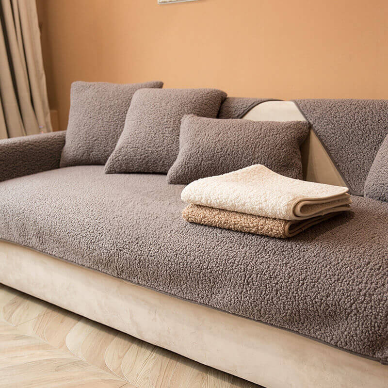 Teddy Fleece Couch Cover With Ultra-Soft Texture