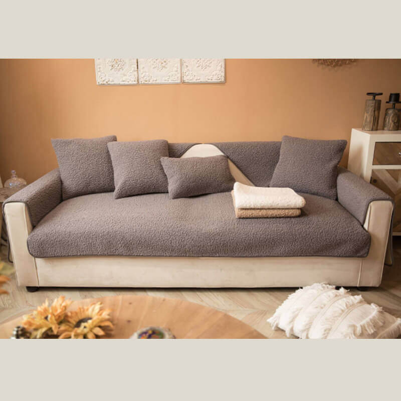 Teddy Fleece Couch Cover With Ultra-Soft Texture
