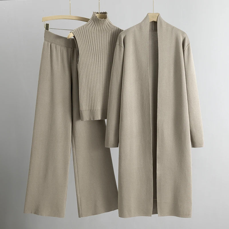 Isabella Three-Piece Set | Relaxed Fit Casual Duster Cardigan