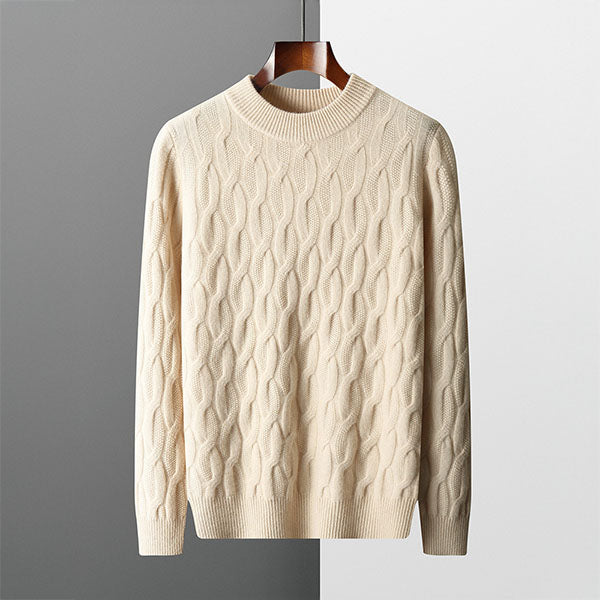 Arthur Cable Knit Mock Neck Sweater | Ribbed Long Sleeve Sweater