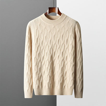 Arthur Cable Knit Mock Neck Sweater | Ribbed Long Sleeve Sweater