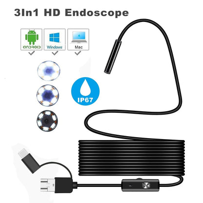Waterproof endoscope camera with high resolution for tight spaces