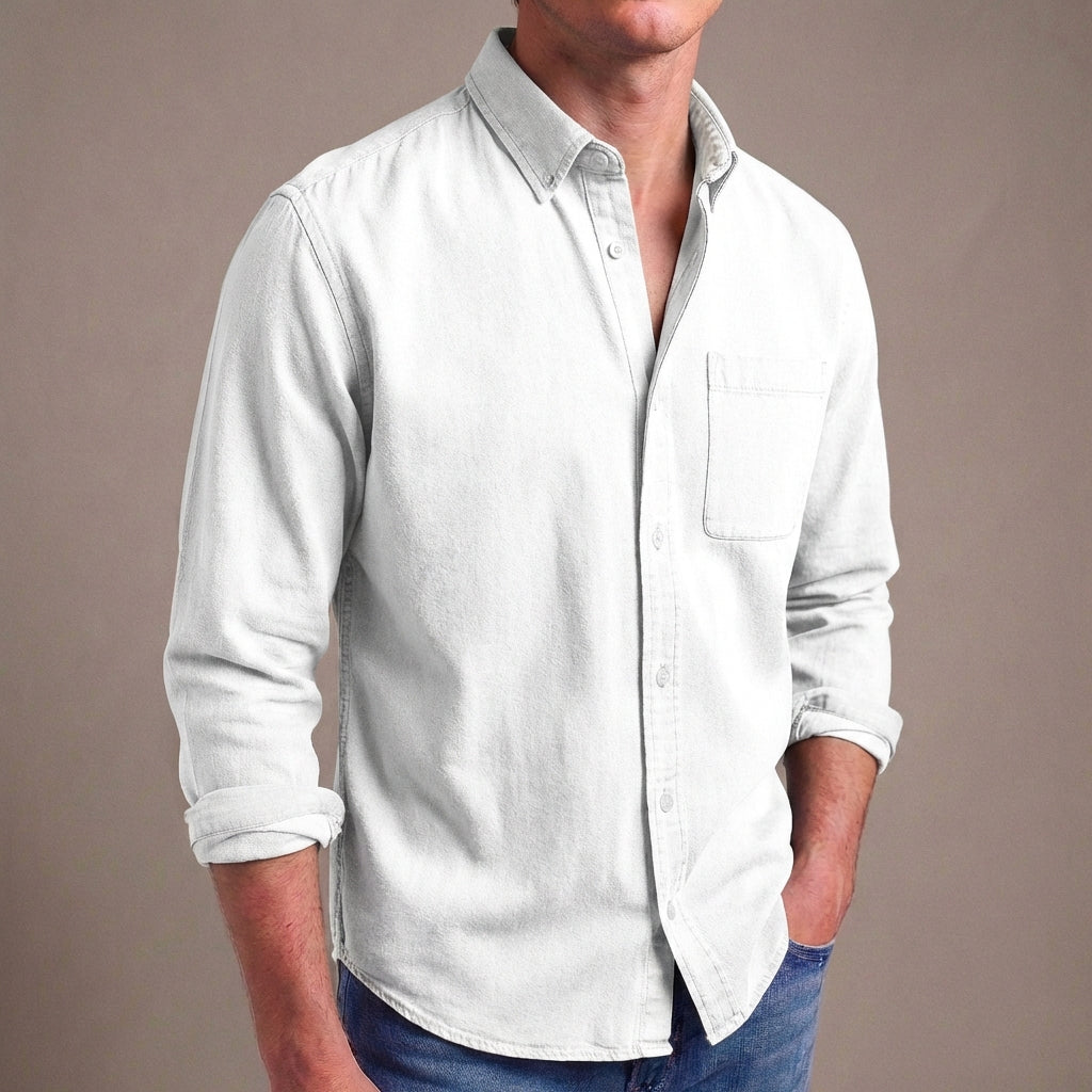 Cavell Tailored Button-Down Shirt with Classic Collar and Pocket