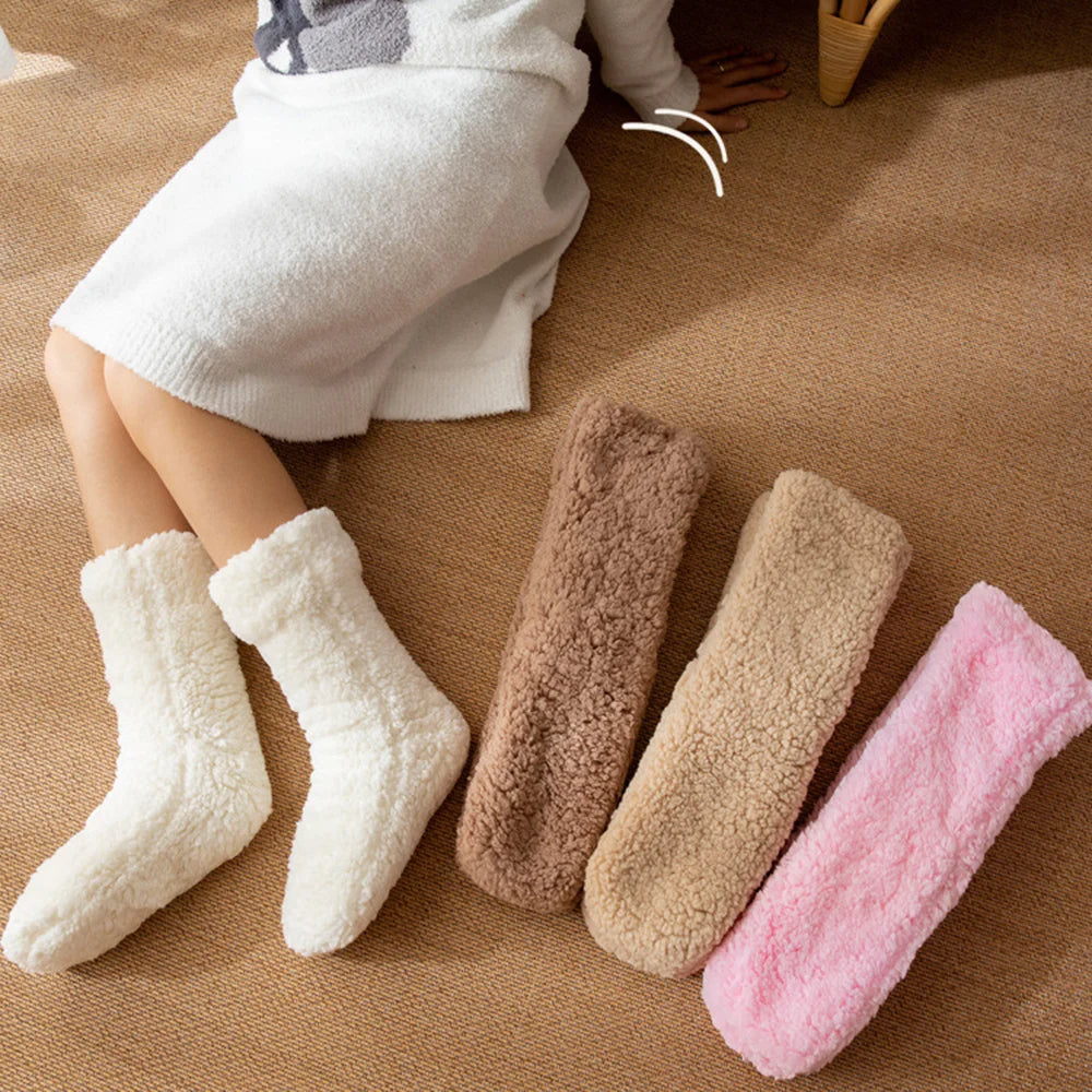 Isabella Plush Relaxed Fit Slipper Socks | Solid Mid-Calf Slipper Socks