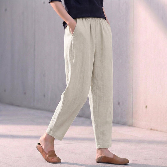 Desiree Relaxed Tapered Ankle-Length Trousers with Pockets