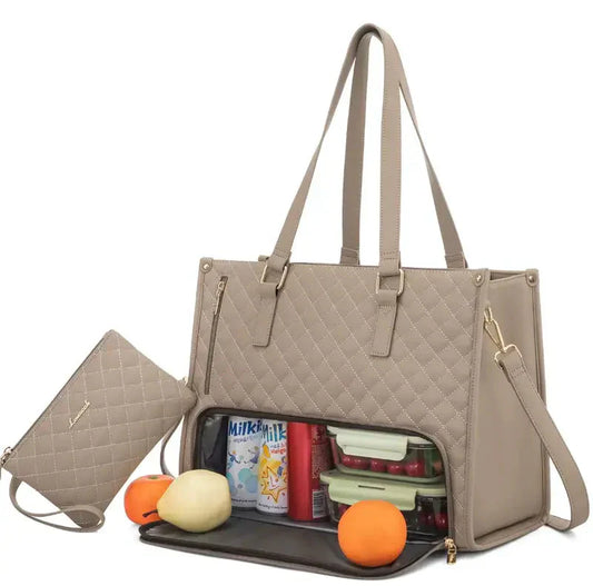 2-in-1 Elegant bag with insulated food compartment
