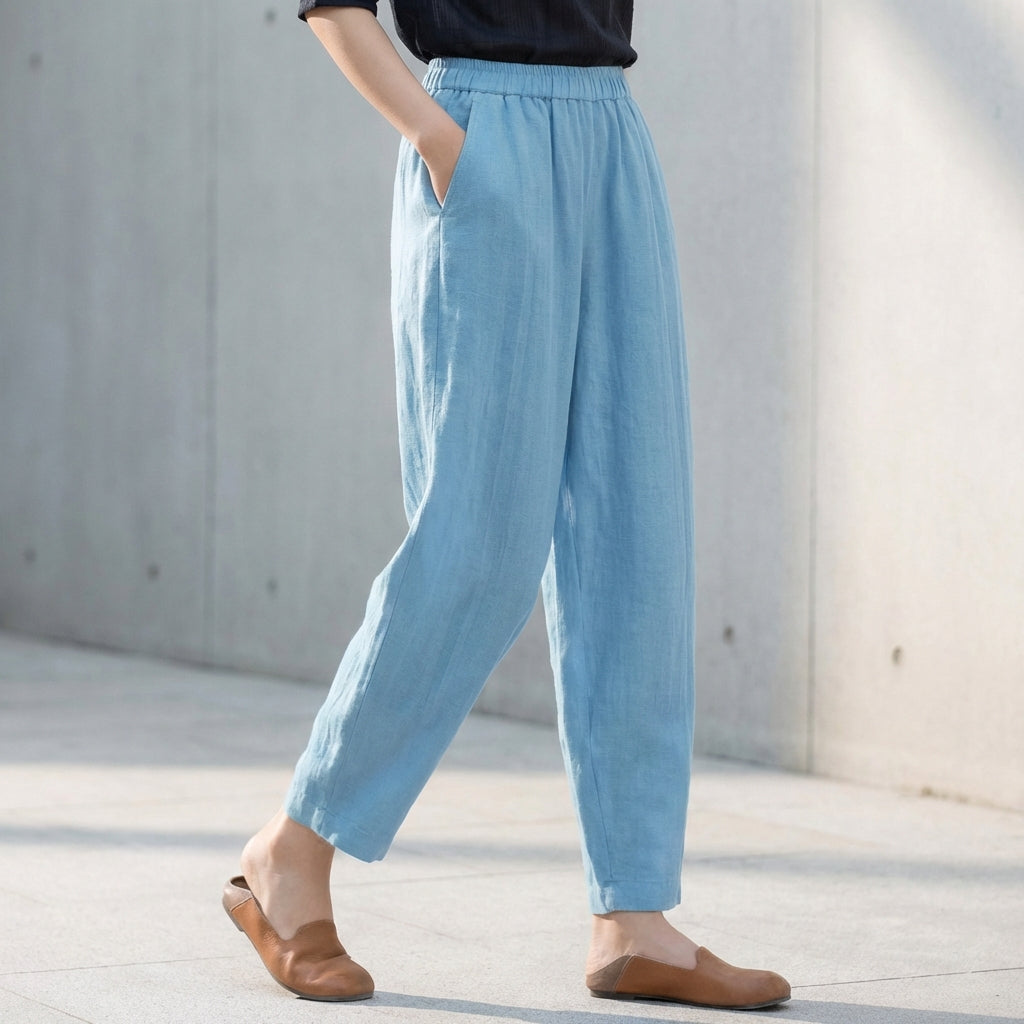 Desiree Relaxed Tapered Ankle-Length Trousers with Pockets
