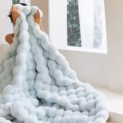 Contemporary Faux Fur Throw Blanket With Plush Texture