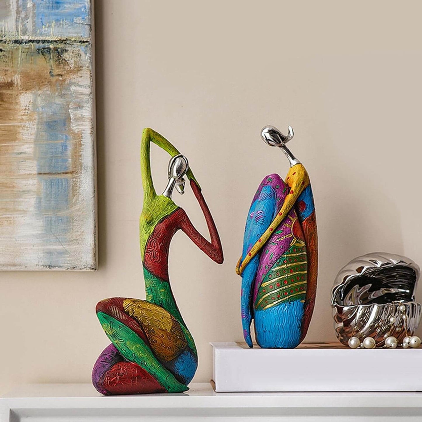 Abstract Resin Sculpture With Metallic Details