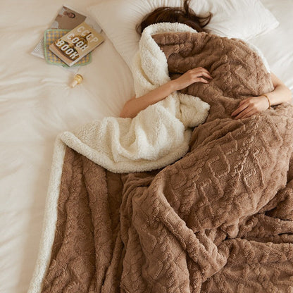 Contemporary Sherpa Throw Blanket with Diamond Texture