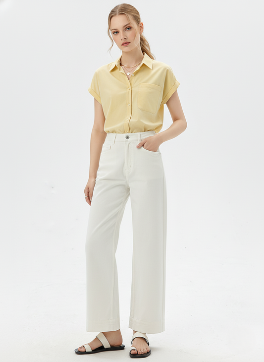 Isla Wide-Leg Cotton Denim Jeans