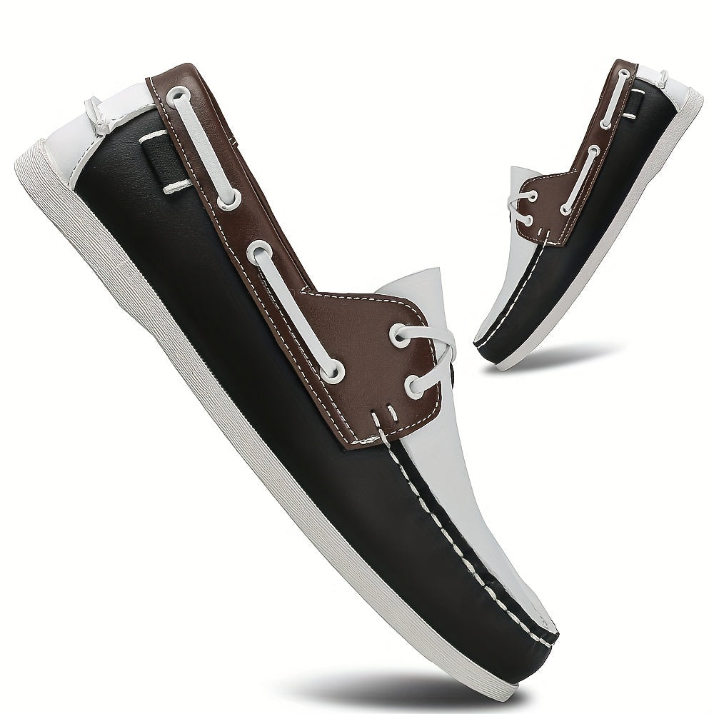 Thomas Leather Slip-On Boat Shoes – Color-Blocked Low-Top Design