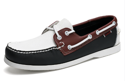 Thomas Leather Slip-On Boat Shoes – Color-Blocked Low-Top Design
