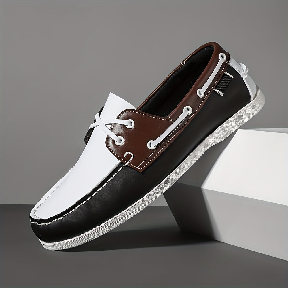 Thomas Leather Slip-On Boat Shoes – Color-Blocked Low-Top Design