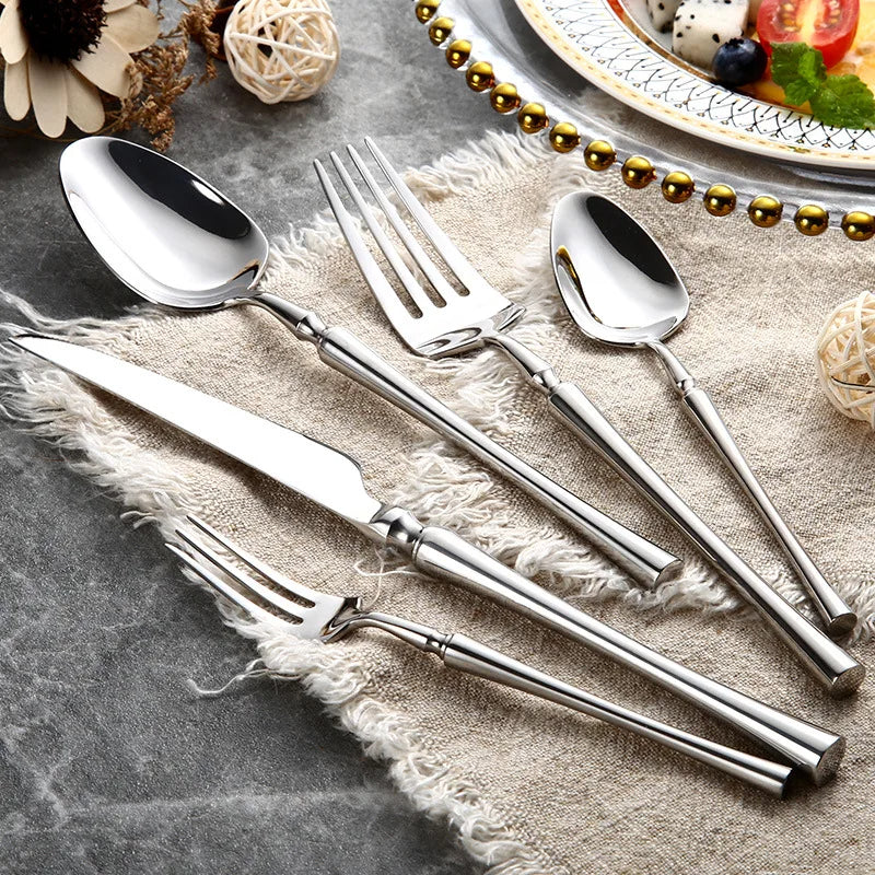 Stainless Steel Flatware Set with Polished Finish