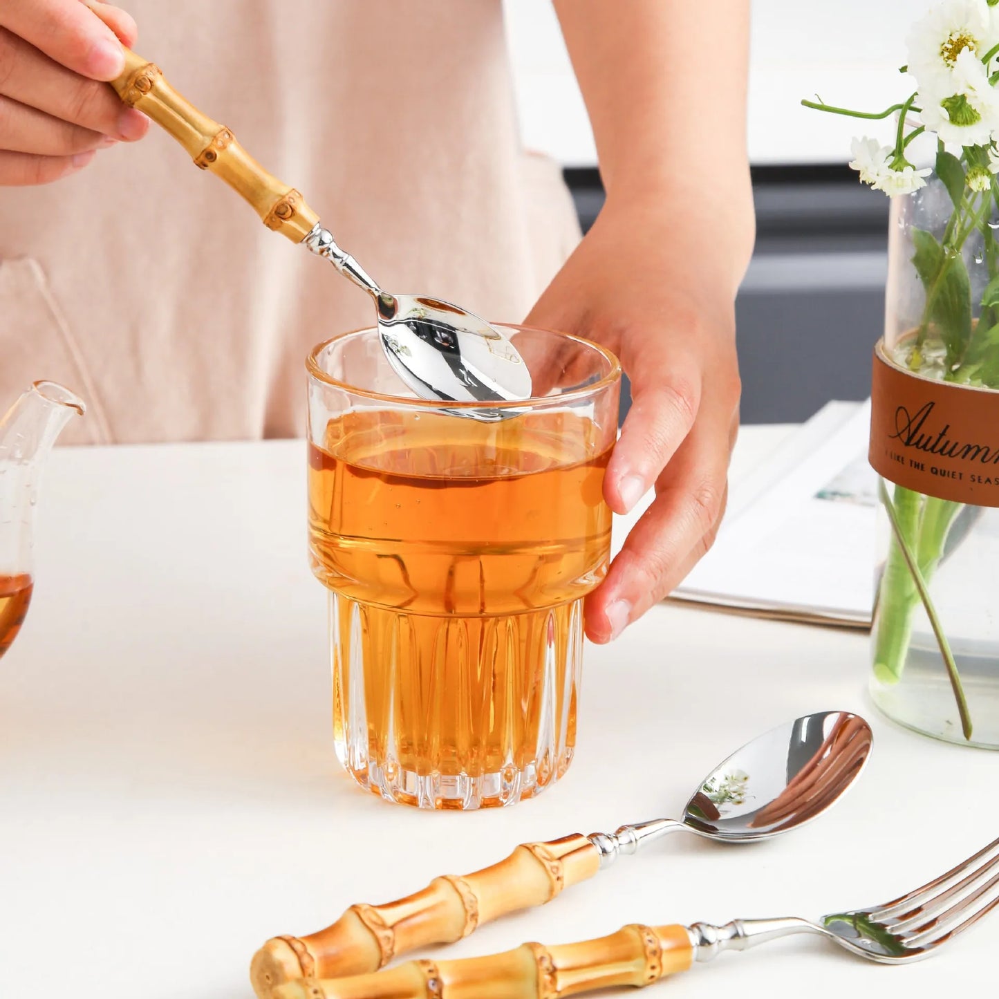 Natural Bamboo Handle Cutlery Set