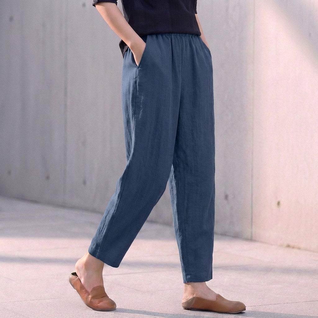Desiree Relaxed Tapered Ankle-Length Trousers with Pockets
