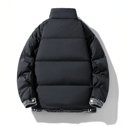 Noah Oversized Puffer Jacket | Quilted Denim Trim Hip-Length Puffer Jacket