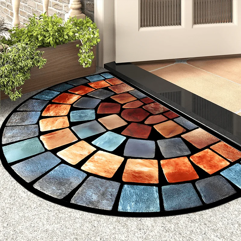 Mediterranean Mosaic Doormat With Non-Slip Backing