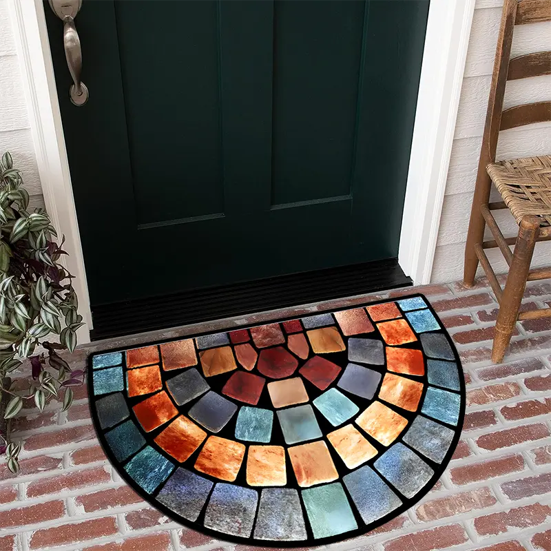 Mediterranean Mosaic Doormat With Non-Slip Backing